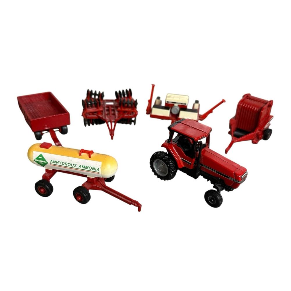Ertl International Case 1/64 Scale Tractor and Farm Equipment Red Lot of 6￼